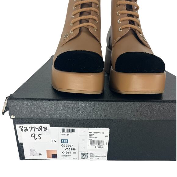 Chanel 2022 Interlocking CC Logo Cap Toe Lace-Up Boots - Picture 10 of 16